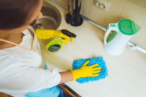 Carpet cleaning process in a Hampstead property with stain removal treatment