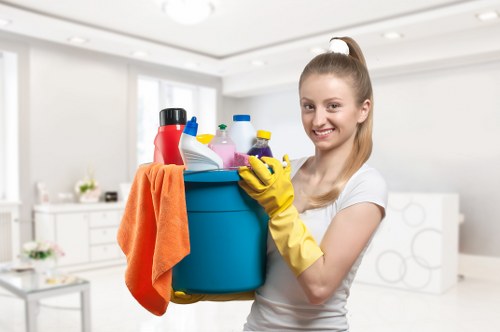 Cleaning specialist maintaining a commercial space in Hampstead